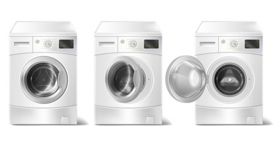 3款白色的滚筒洗衣机图片免抠素材