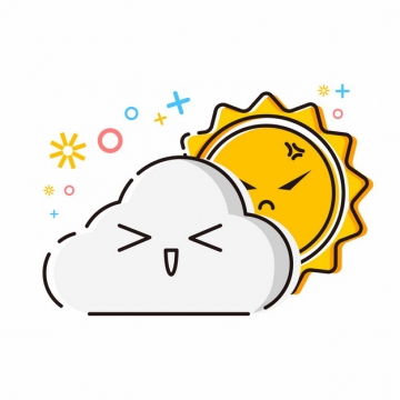 MBE风格卡通乌云和太阳多云天气预报图标605623免抠图片