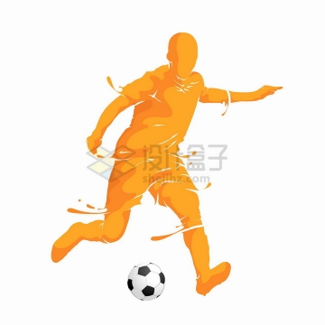 抽象黄色正在踢足球的运动员剪影插画png图片免抠eps矢量素材