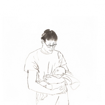 爸爸抱着宝宝素描插画232808png图片素材