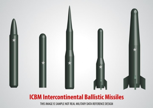 5款墨绿色导弹火箭战略武器图片免抠矢量素材