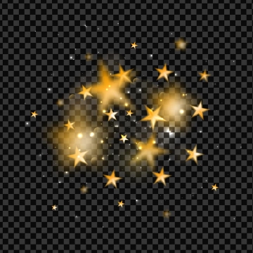 金色五角星发光装饰图片免抠矢量素材