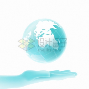淡蓝色的手掌托着一个地球模型世界环境日世界环保日png图片素材