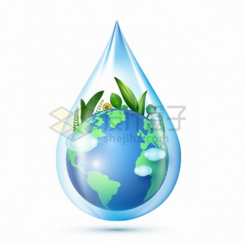 抽象蓝色水滴中的地球模型世界环境日世界环保日png图片素材