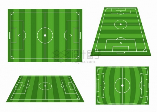 足球场绿茵场的4个不同角度png图片素材