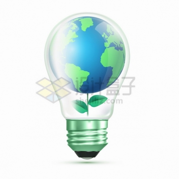 创意电灯泡中的地球模型世界环境日世界环保日png图片素材