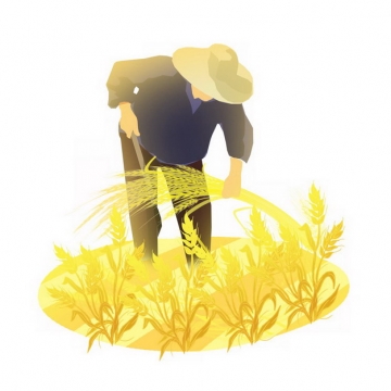 芒种农民收割小麦子插画png免抠图片素材