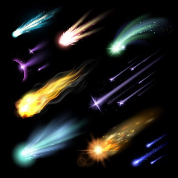 9款不同风格的火流星彗星图片免扣素材