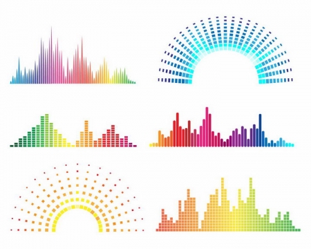 6款彩色音乐均衡器音律声波图案png图片免抠eps矢量素材