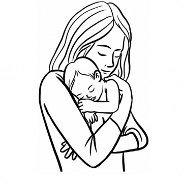 妈妈抱着宝宝母亲节线条插画734703png图片素材