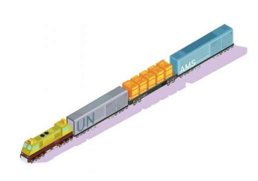 2.5D效果的拉满货物的货运火车图片免抠素材