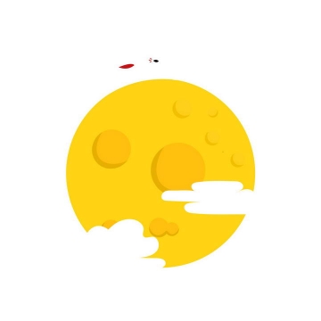 黄色传统图案风格中秋节月亮图片免抠素材