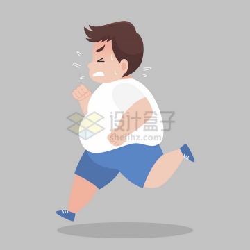 奔跑中流汗的小胖子减肥插画png图片免抠矢量素材