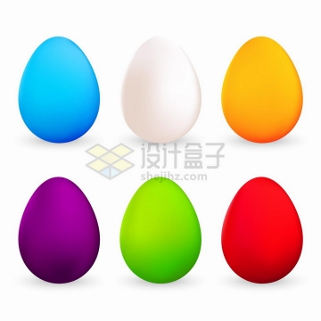 6款渐变色风格彩蛋鸡蛋png图片免抠矢量素材