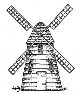 荷兰风车 线描画图片