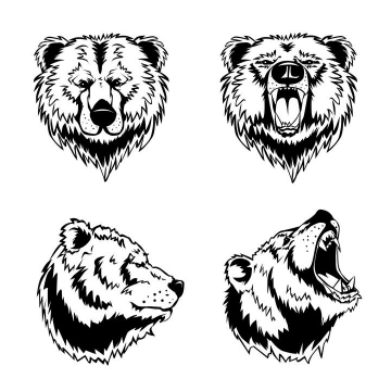 手绘线条风格棕熊头部图片免抠素材