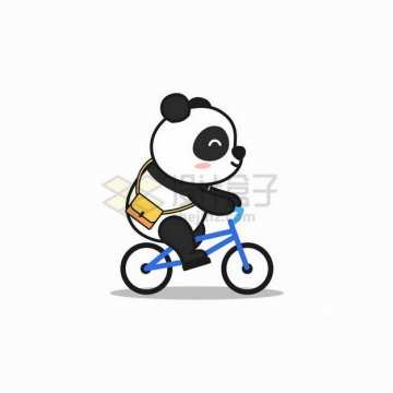 正在骑自行车的卡通熊猫png图片免抠矢量素材