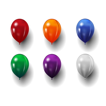 6款红色橙色蓝色绿色紫色和白色气球免抠矢量图素材