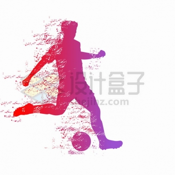 抽象彩色踢足球的运动员体育运动剪影png图片素材