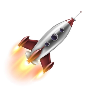 写实卡通风格喷火的小火箭图片免抠素材