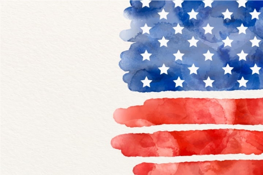 水彩画涂鸦风格美国国旗星条旗图片免抠矢量素材