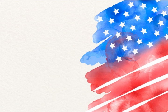 倾斜的水彩画涂鸦风格美国国旗星条旗图片免抠矢量素材
