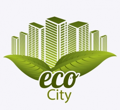 绿叶装饰的生态城市节能环保图片免抠素材