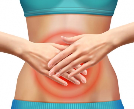 腹痛的女人用手按住肚子医疗保健类图片免抠素材