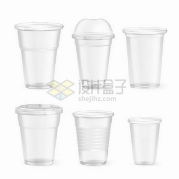 6款半透明的一次性塑料杯子png图片免抠矢量素材