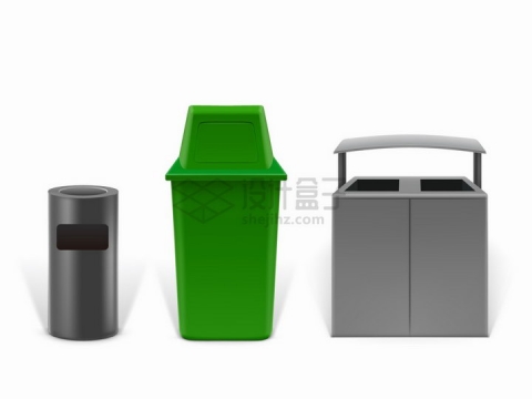 3种款式的户外垃圾箱垃圾桶png图片素材