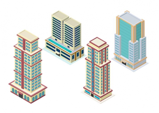 4款摩天大楼城市建筑高楼大厦图片免抠矢量图素材