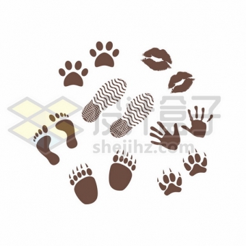 狗狗猫咪脚印和鞋印和唇印图案669778png矢量图片素材