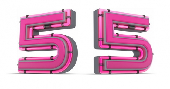 C4D风格粉红色3D立体数字五5艺术字体977965免抠图片素材