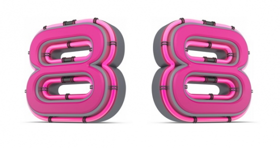 C4D风格粉红色3D立体数字八8艺术字体142154免抠图片素材