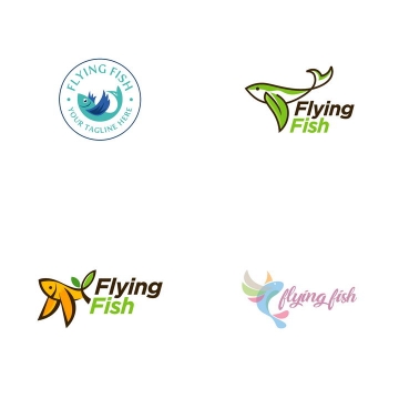 4款飞鱼logo设计方案图片免抠素材