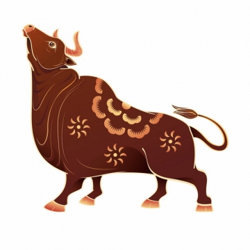 抽象公牛褐色牛年新年春节剪纸268198图片免抠素材