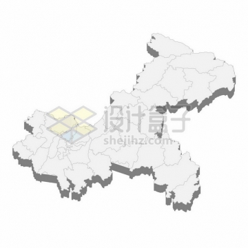 重庆市地图3D立体阴影行政划分地图209750png矢量图片素材