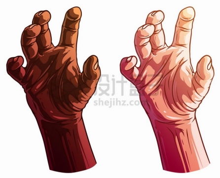 2款漫画风格手掌抓的手势png图片免抠矢量素材