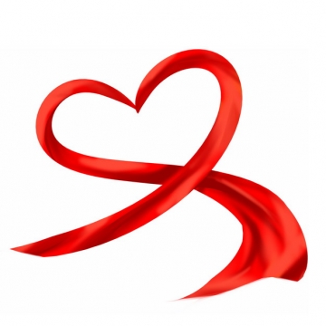 组成心形爱心图案的红色绸缎面丝绸丝带装饰6232798png图片素材
