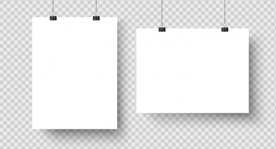 两款夹子夹住的白纸展示模板图片免抠矢量素材