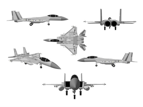 6个不同角度的战斗机飞机图片免抠素材