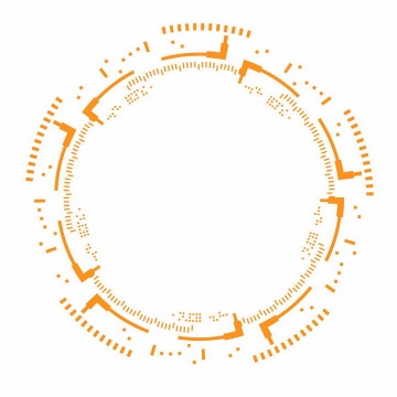 创意橙色方形点组成的圆环图案png图片免抠ai矢量素材