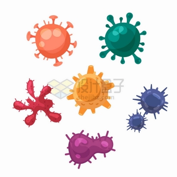 各种扁平化风格的卡通细菌病毒png图片免抠矢量素材