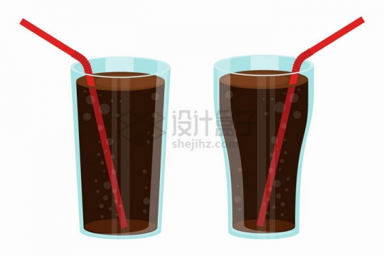 玻璃杯中的可乐和吸管png图片免抠矢量素材