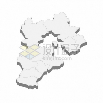 河北省地图3D立体阴影行政划分地图313668png矢量图片素材