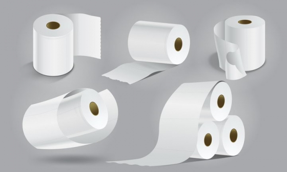 5种厕纸卫生纸卷筒纸图片免抠素材
