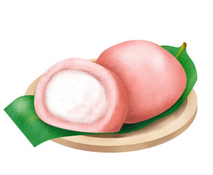 两个粉色的清明节青团子传统美食图片免抠素材
