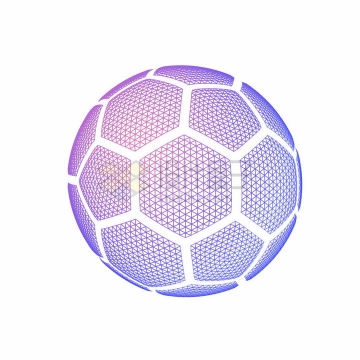 创意紫色多边形组成的足球图案png图片免抠矢量素材