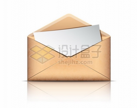 打开的金色邮件信封和里面的信纸502083png图片素材