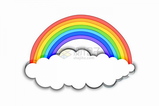 手绘风格白云上的七彩虹图案png图片免抠矢量素材